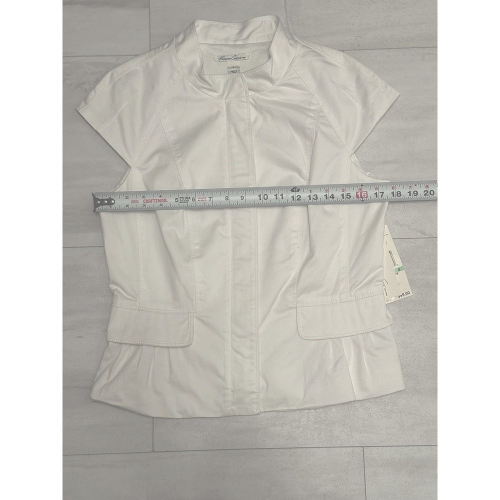 Rare! Kenneth Cole Women's Sleeveless Full Zip White Lined Top  NWT Size 8 - Picture 12 of 13